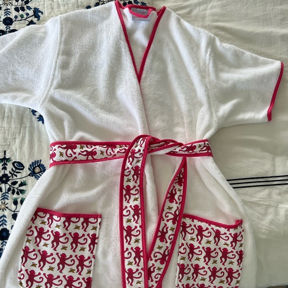 Weezie x Roller Rabbit Monkey Terrycloth Bathrobe M NWOT - Picture 2 of 5